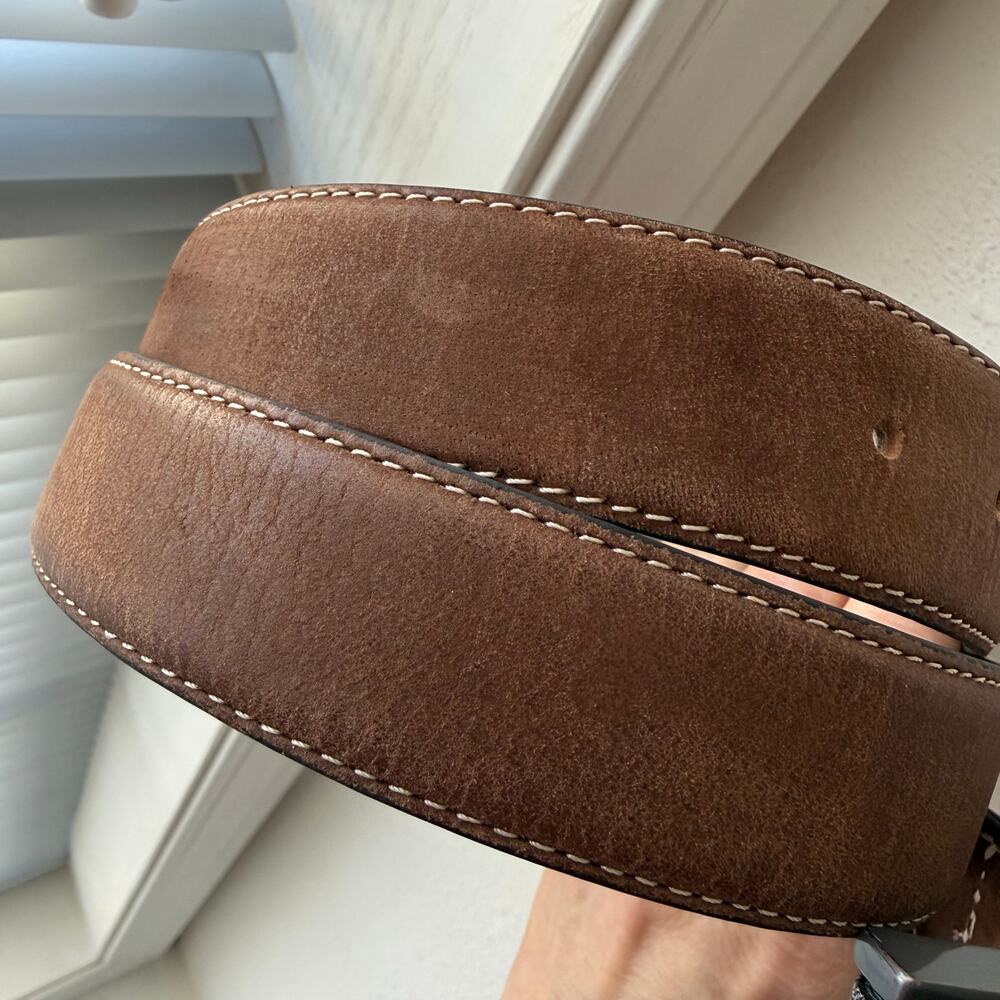 Robert Graham | Men’s 38 | Brown Leather Ripaso Belt | Distressed Contemporary - Picture 11 of 11